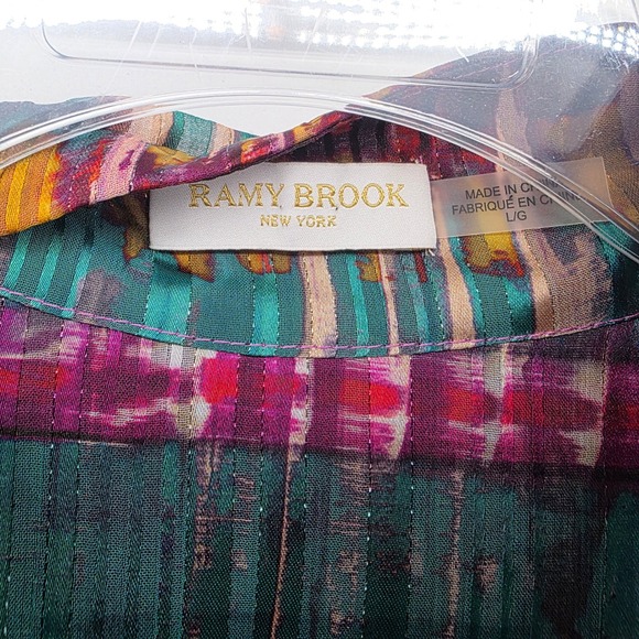 Ramy Brook Vance Button Up Striped Top Womens Large Ballon Sleeve Feminine - Picture 3 of 8